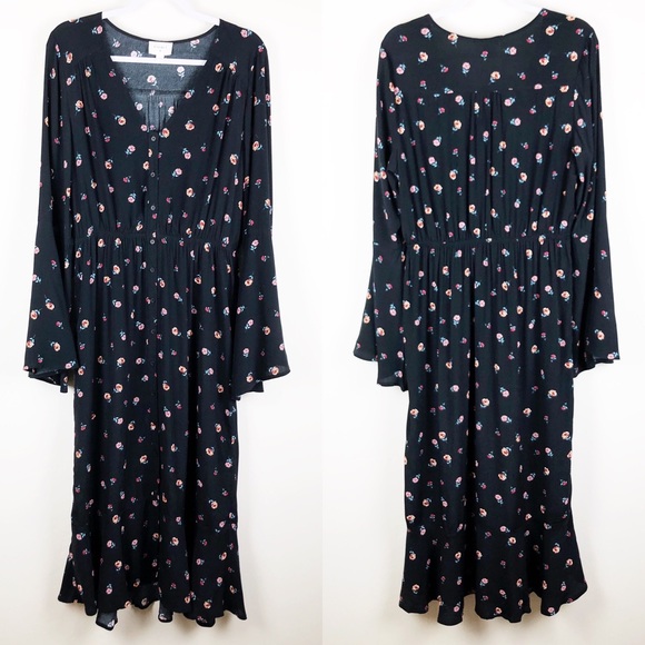 EVERLY✨Boho Floral Midi Dress sz L - Picture 2 of 8